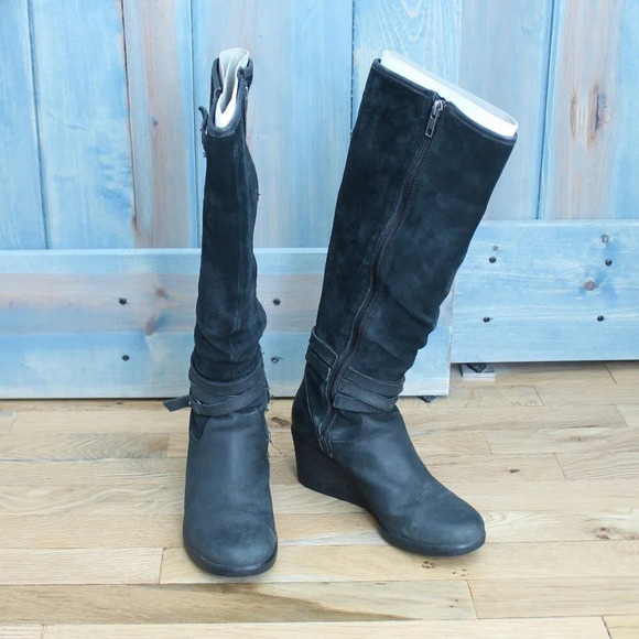 UGG Lesley Waterproof Suede Wedges Knee High Zip Warm Boots Size 6 - Picture 4 of 10